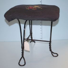 Vintage Iron Footstool Needlepoint Top