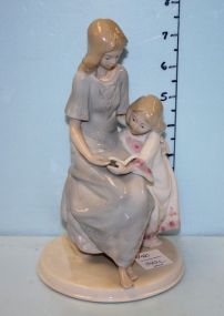 Meico Porcelain Figurine of Mother and Child Reading
