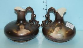 Two Handpainted Austrian Porcelain Pitchers