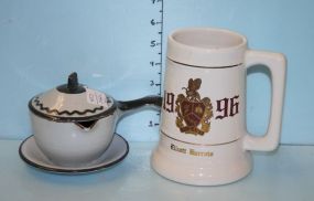 1996 Albany High School Mug, Three Pieces of Covered Individual Soup with Underplates