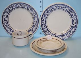 Three Pieces of Shenago China and Three Churchill Staffordshire Salad Plates