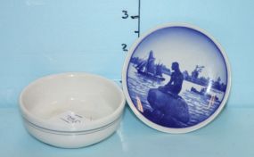 Rorftrand Small Dish and a Mini Royal Copenhagen Langeline Plate