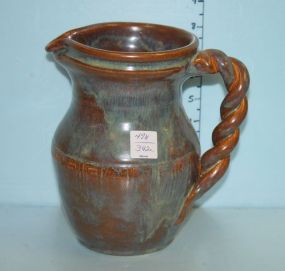 Frank Stuart Pottery Pitcher with Twisted Handle