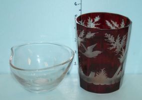 Signed Stueben Bowl and a Sanders Ambiente Glass Vase