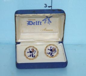 Pair of Blue Delft Holland Cuff Links