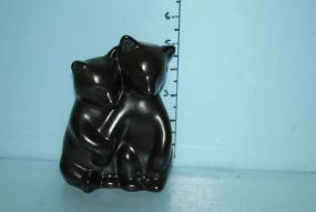 Pigeon Forge Pottery Figure of Two Cubs Signed D. Ferguson