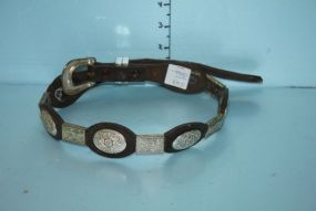 Leather Belt with Silver Decorations