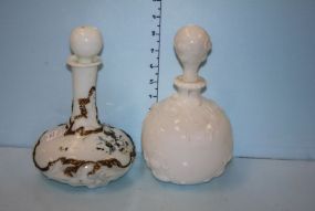 Two Victorian Milk Glass Barber Jars