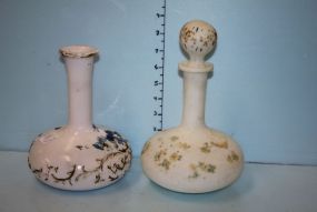 Two Victorian Milk Glass Barber Jars