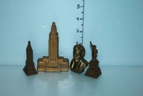 Group of Four Miniature Brass Figurines
