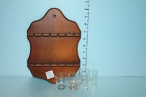 Spoon Rack and Variously Sized Shot Glasses