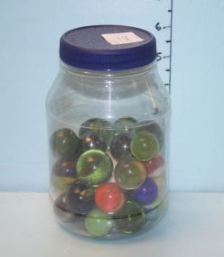 Jar of Multi-colored Large Marbles