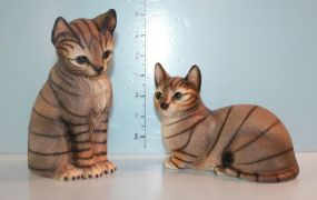 Two House of Global Art Handpainted Cats by Harvey Knox