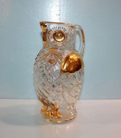 Crystal Owl Pitcher with Gold Detailing