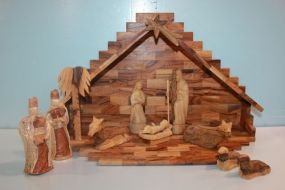 Olivewood Nativity Scene with Figurines made by Holy Land Heritage in Israel