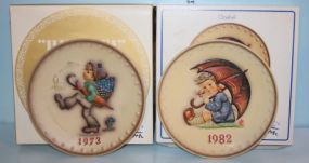 1973 Annual Globe Trotters Hummel Plate and 1982 Annual Umbrella Girl Hummel Plate