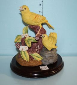 Royal Crown Bird Figurine Signed J. Byron with Wooden Stand