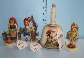 Three Goebel Figurines Along with Goebel Bell