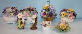Group of Eight Small Bone China Floral Arrangements, Hand Painted