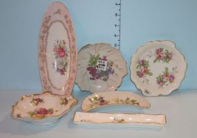 Group of Six Hand Painted Porcelain Trays