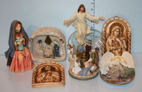 Group of Religious Themed Figurines and Wall Plaques