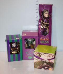 Grand Casino Mardi Gras Porcelain Dolls and Snow Globe