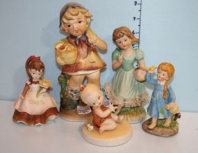 Group of Five Handpainted Little Girl Figurines