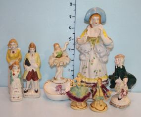 Group of Eight Various Hand Painted Lady and Gent Figurines