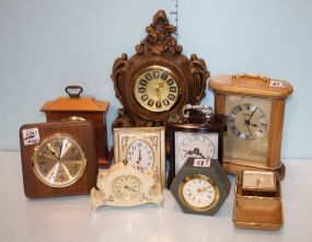Nine Variously Styled Clocks