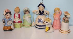 Group of Child Figurine Bells and a Small Dog Bell