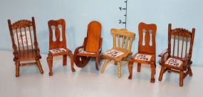 Six Various Style Doll House Chairs