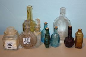 Group of Ten Variously Sized and Colored Small Bottles