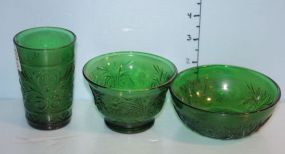 Three Green Glass Pieces