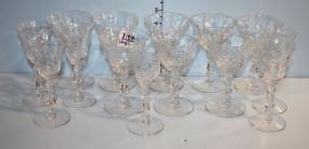 Set of Fourteen Stem Glasses