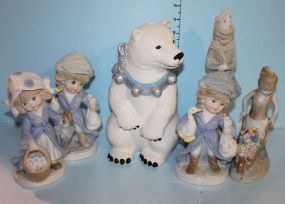 Group of Blue and White Decorative Figurines