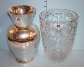 Large Towle Flower Vase and Silver Overlay Vase