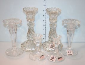 Three Pairs of Crystal Candlestick Holders