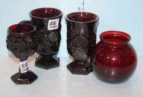 Ruby Cups, Goblet, and Rose Bowl
