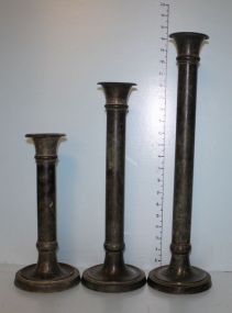Three Metal Candlesticks