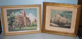 Print of Norwestern University and a Lithograph of Notre Dame