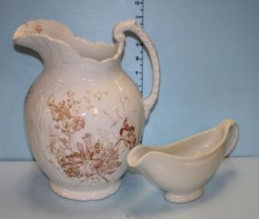 English Wash Pitcher and a Shenango China Gravy Boat