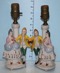 Pair of Porcelain Vintage Bedroom Lamps