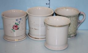 Four Porcelain Victorian Hand Painted Mugs