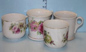 Two Porcelain Victorian Hand Painted Mugs and Two Cups