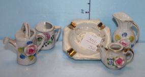 Miniature Porcelain Watering Pots, Pitcher, and Tray