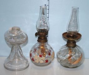 Three Small Miniature Glass Lamps