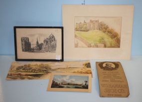 Group of Unframed Prints and Watercolors