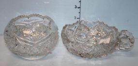 Pressed Glass Rose Bowl & Knappy with Handle, Imperial Glass