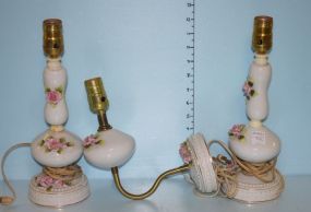 Pair of Porcelain Bedroom Lamps and a Wall Sconce