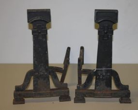 Two Cast Iron Fireplace Andirons